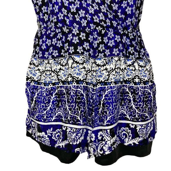 Lovers & Friends Floral Blue Surplice Isabelle Romper Pockets Flowy Size XS - Picture 7 of 16